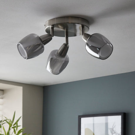 Pagazzi Kennen 3-Light Satin Nickel Flush Ceiling Light