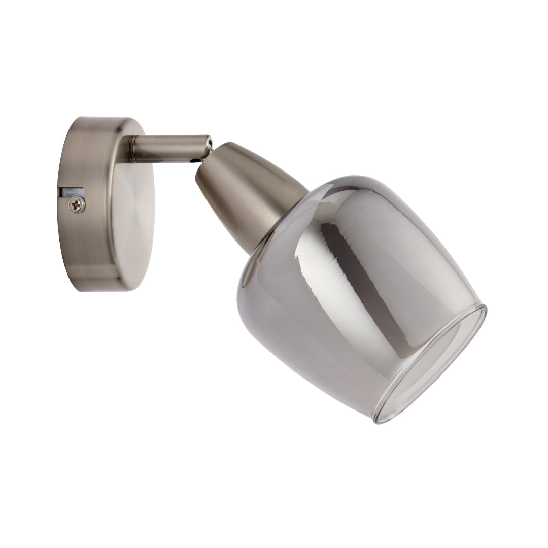 Pagazzi Kennen 1-Light Nickel & Smoked Glass Wall Light
