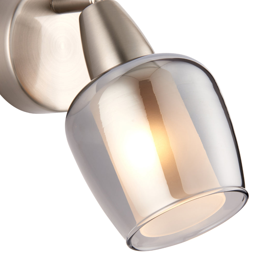 Pagazzi Kennen 1-Light Nickel & Smoked Glass Wall Light