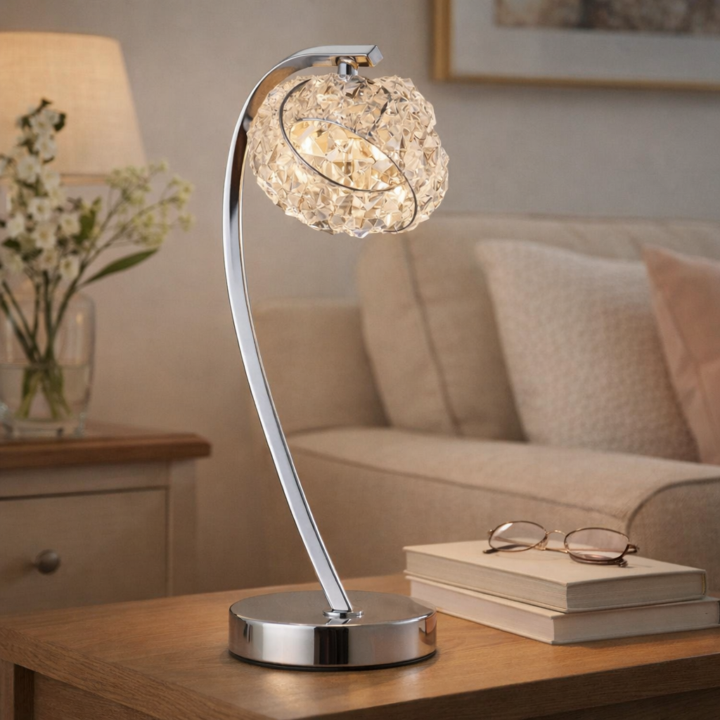 Pagazzi Monaco Chrome and Crystal Table Lamp