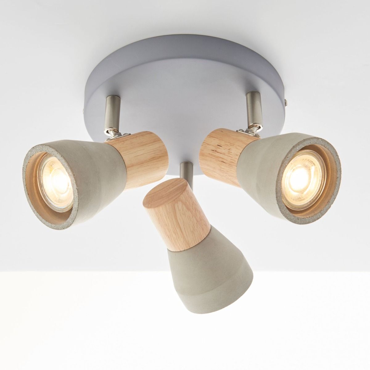 Pagazzi Stoneleigh 3 Light Concrete & Wood Effect Spotlight Plate