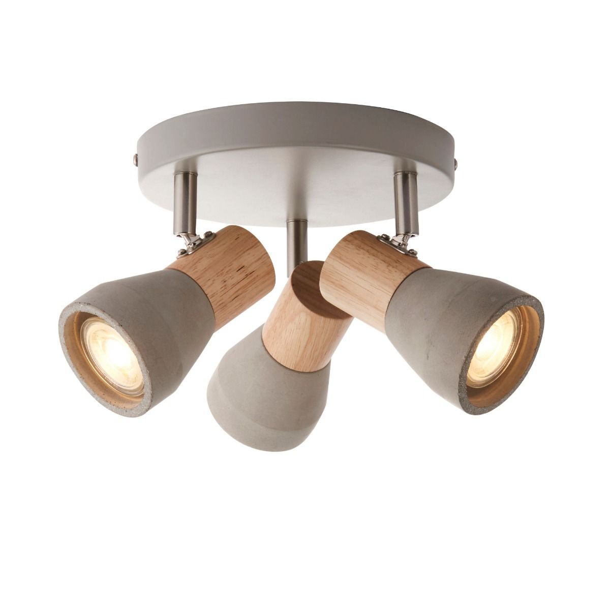 Pagazzi Stoneleigh 3 Light Concrete & Wood Effect Spotlight Plate
