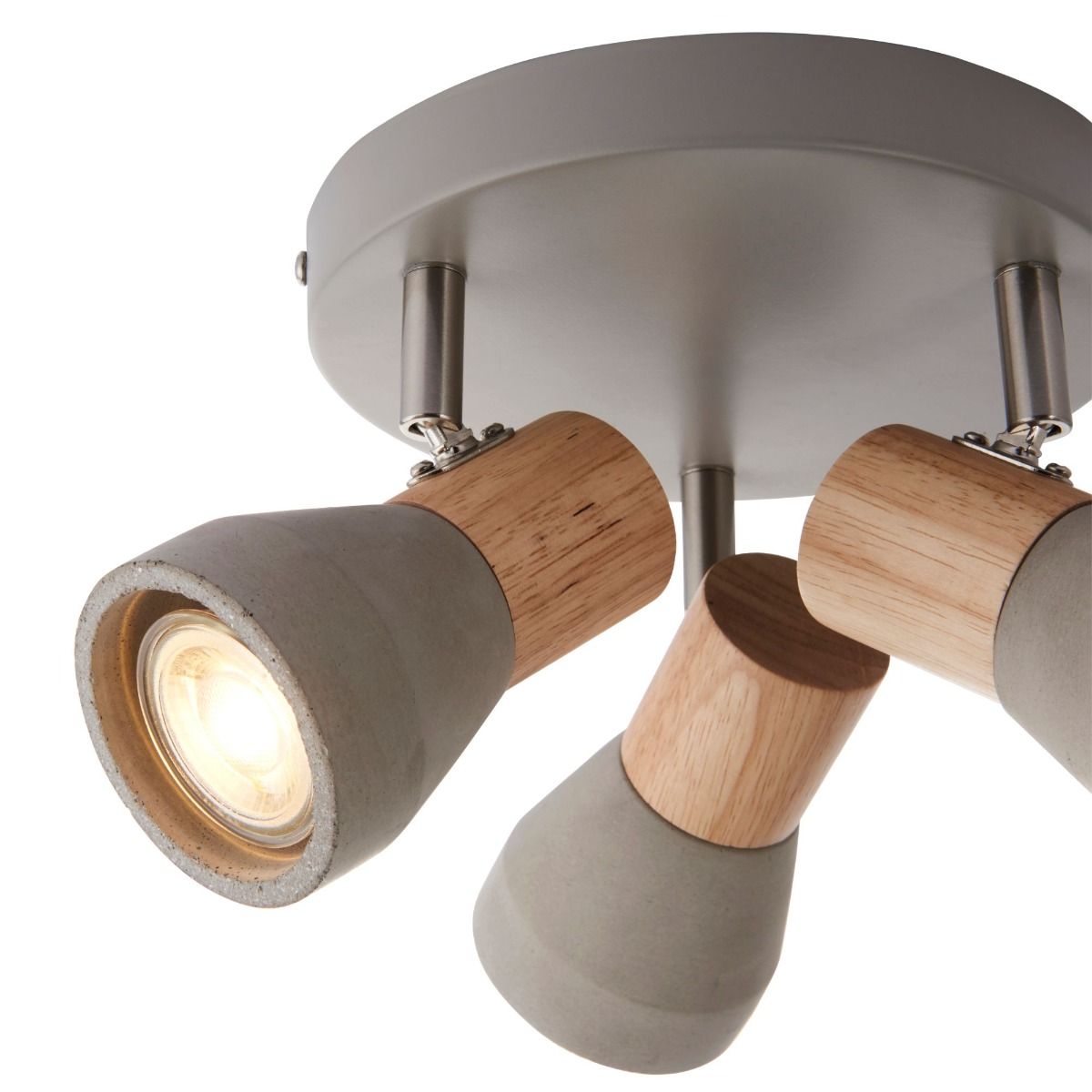 Pagazzi Stoneleigh 3 Light Concrete & Wood Effect Spotlight Plate