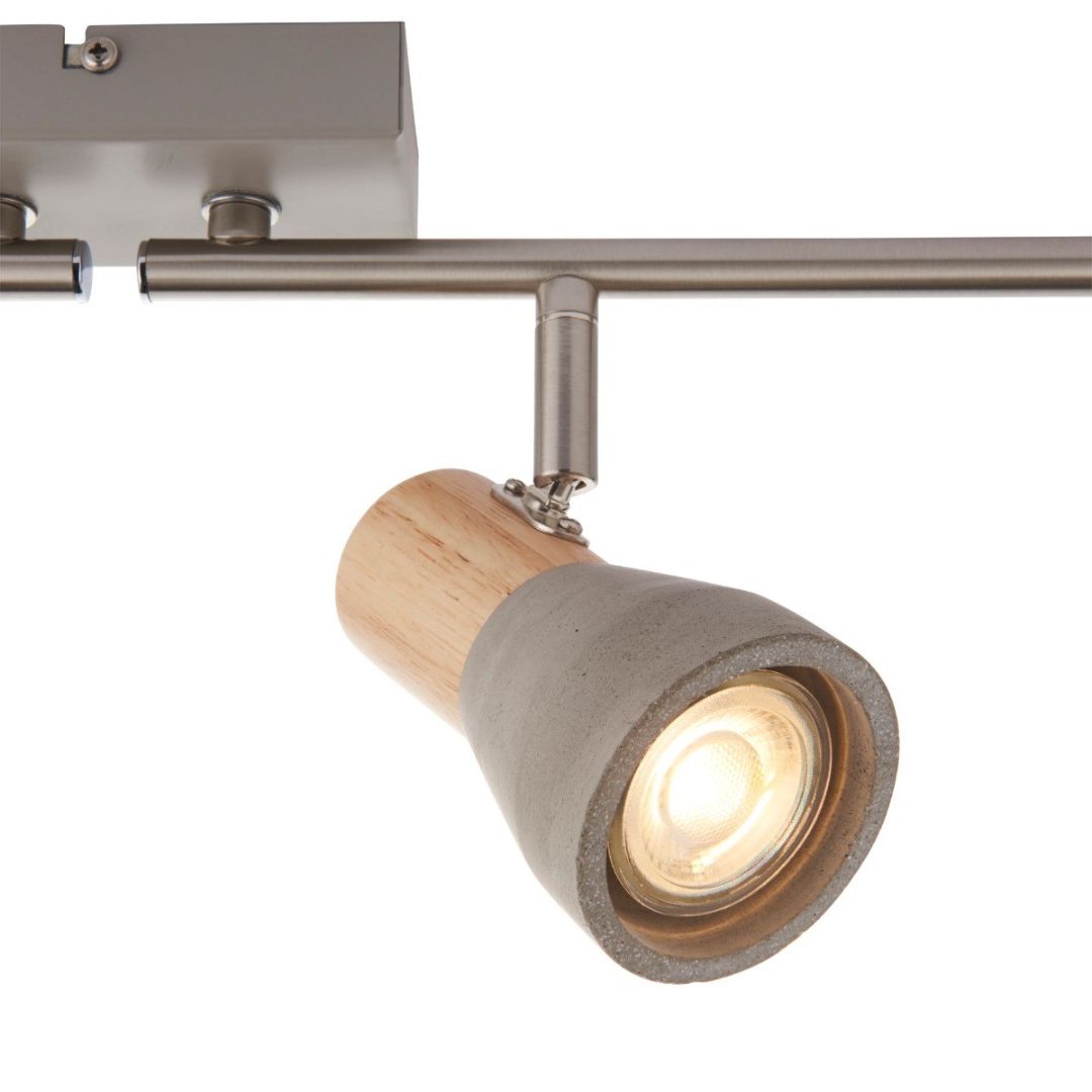 Pagazzi Stoneleigh 4 Light Concrete and Wood Effect Spotlight Bar