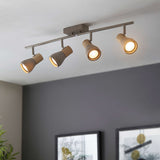 Pagazzi Stoneleigh 4 Light Concrete and Wood Effect Spotlight Bar
