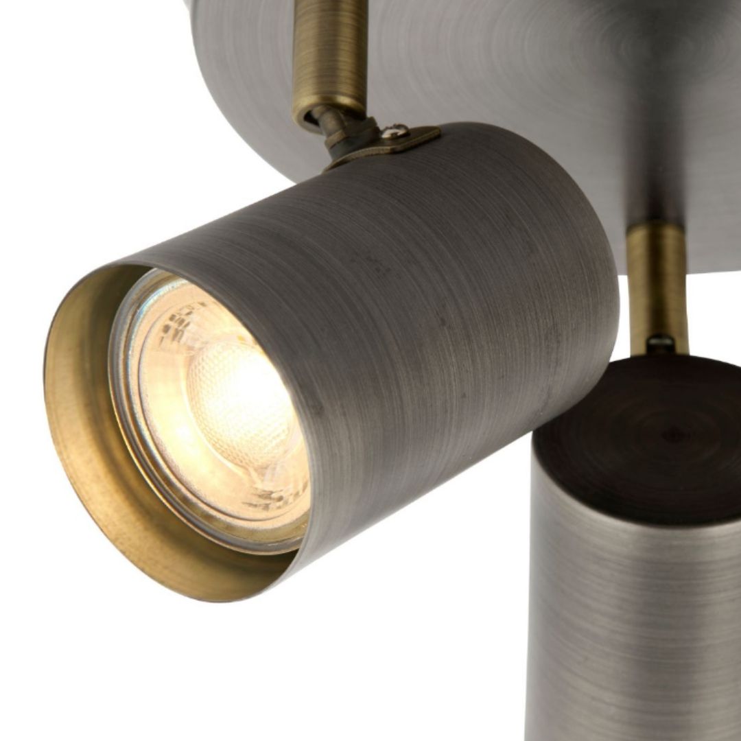 Pagazzi Hereford 3 Light Pewter Antique Brass Spotlight