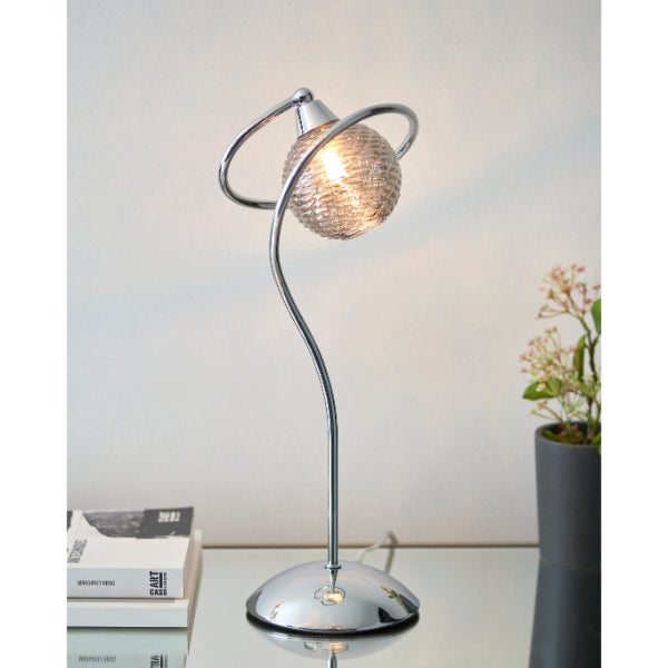Pagazzi Twine Polished Chrome & Smoked Glass Table Lamp