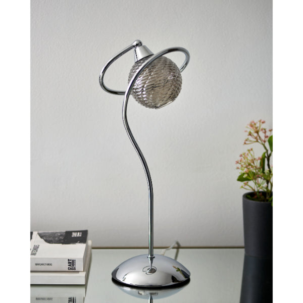 Pagazzi Twine Polished Chrome & Smoked Glass Table Lamp