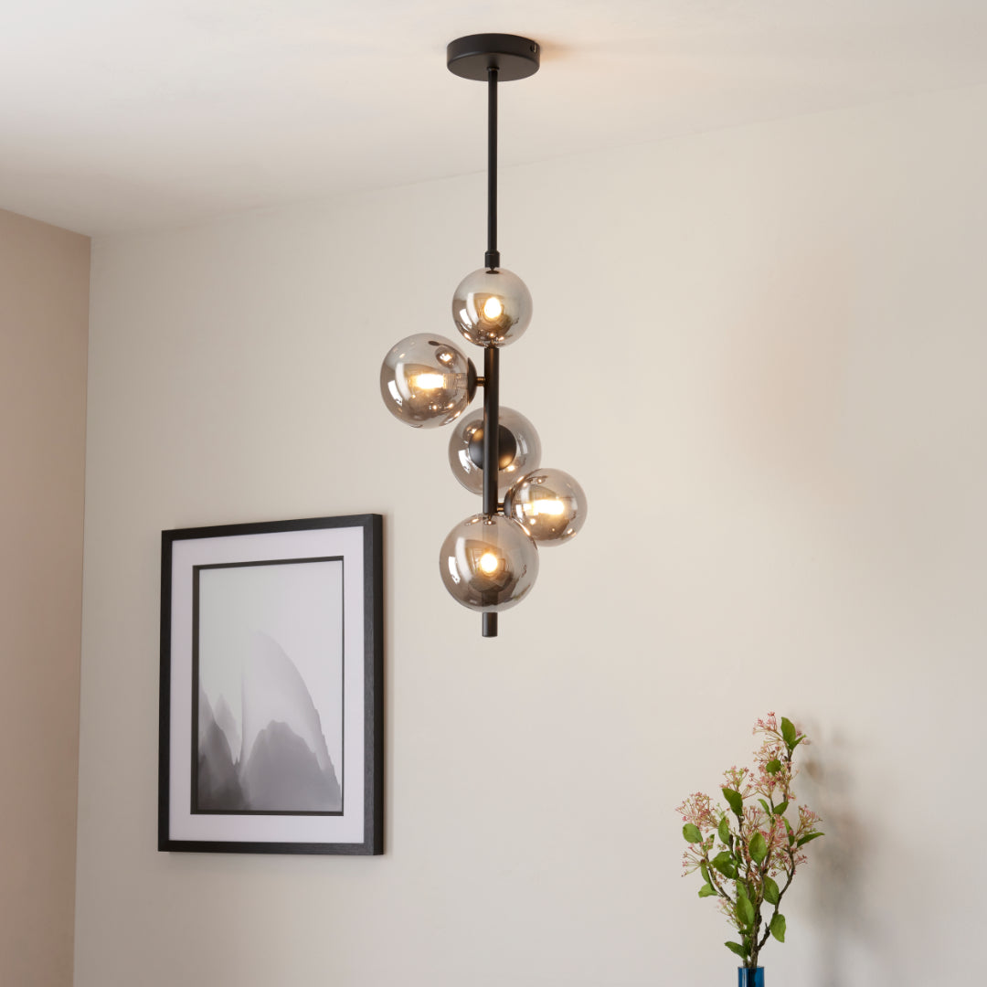 Pagazzi Reeko 5 Light Matte Black Ceiling Pendant