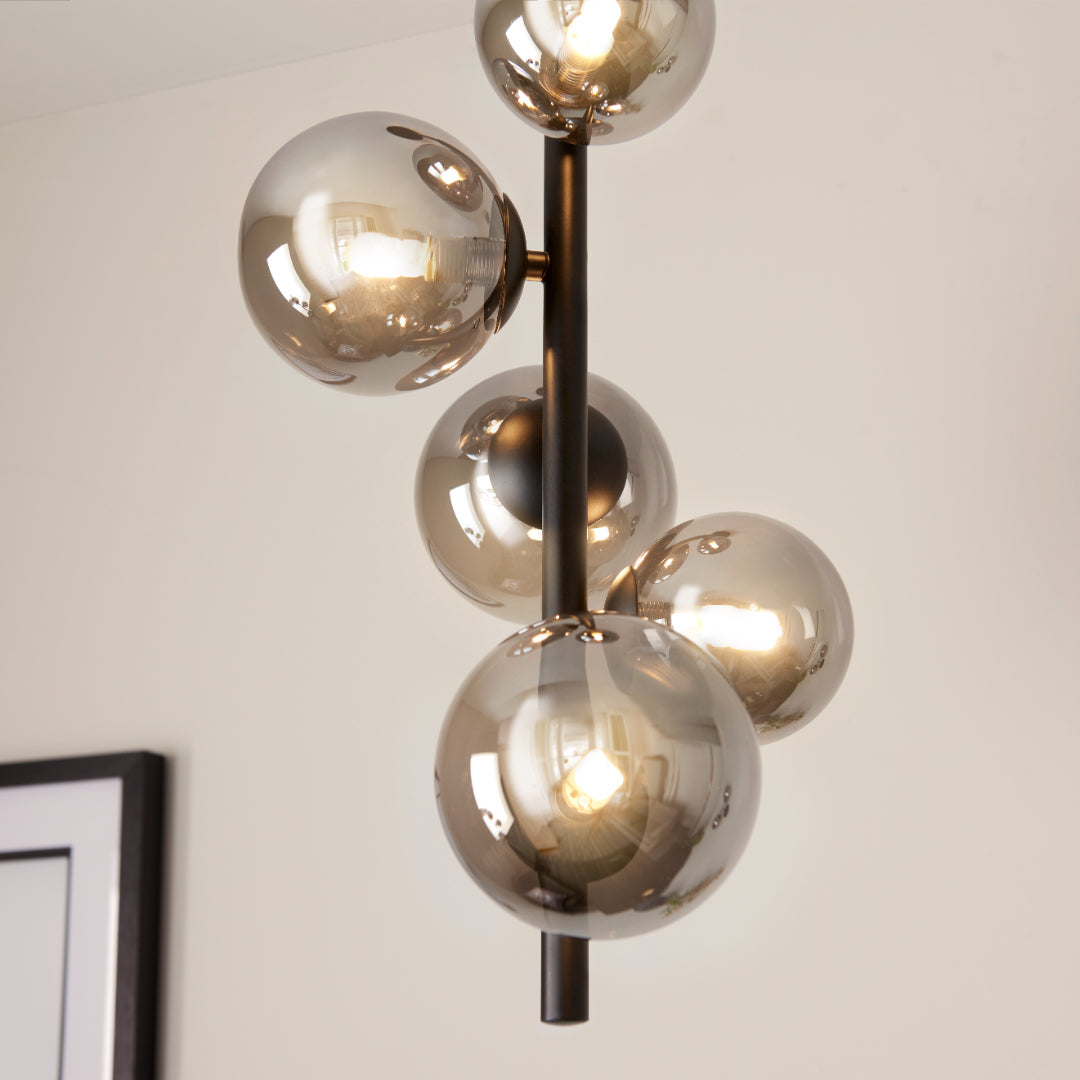 Pagazzi Reeko 5 Light Matte Black Ceiling Pendant
