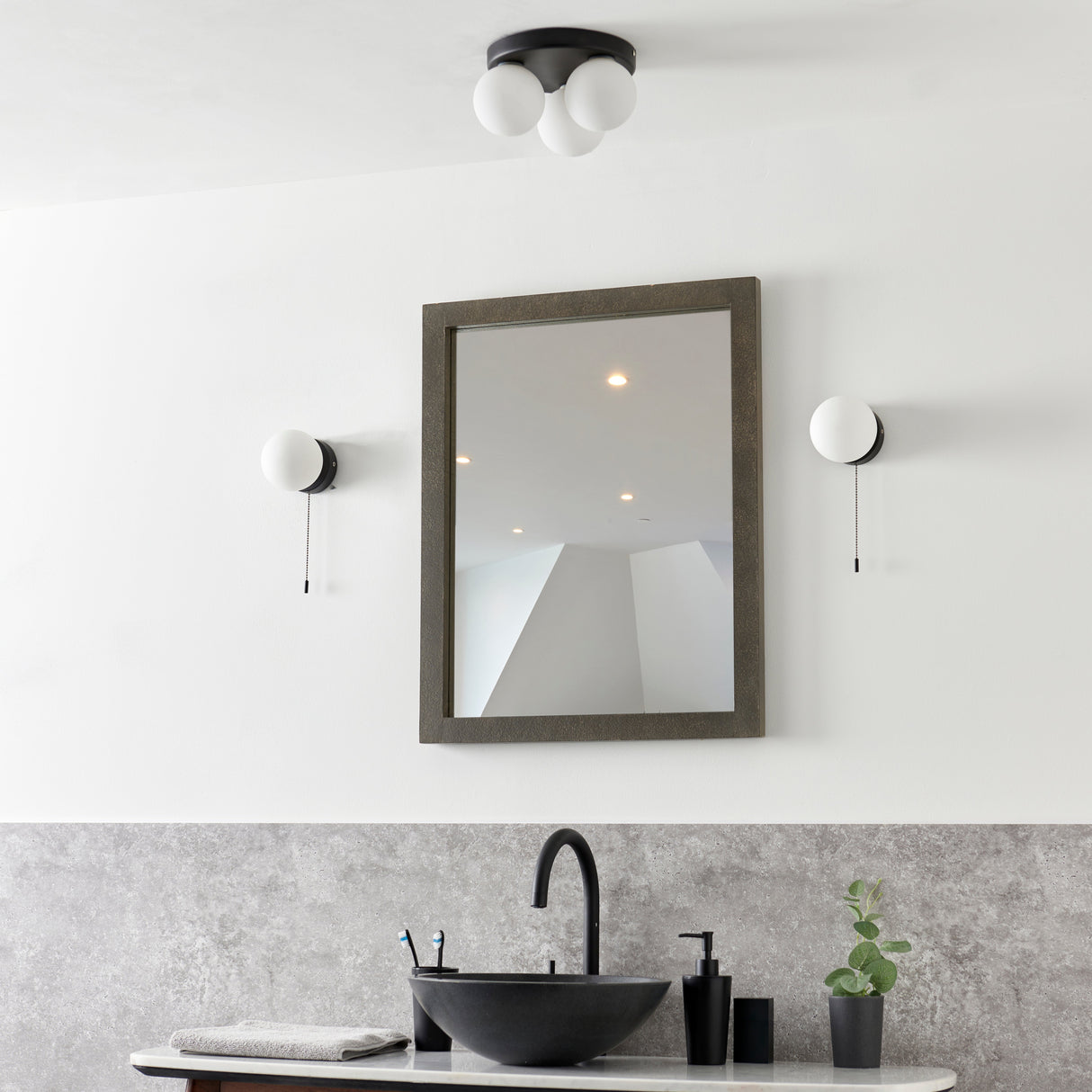 Pagazzi Toronto 3 Light IP44 Flush Matte Black Ceiling Light
