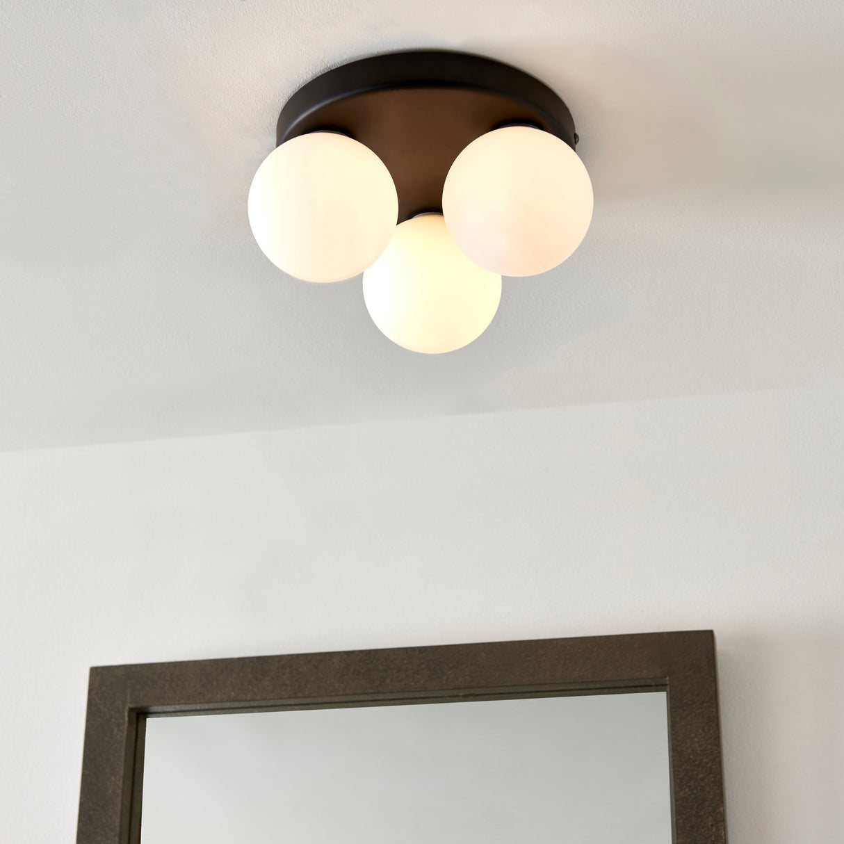 Pagazzi Toronto 3 Light IP44 Flush Matte Black Ceiling Light