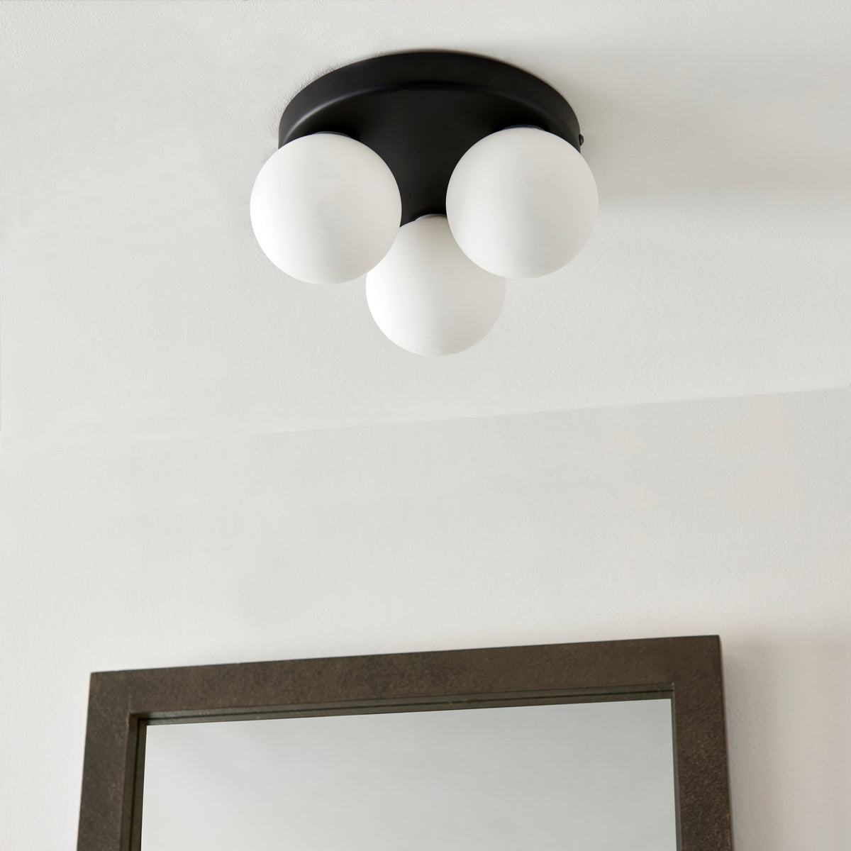 Pagazzi Toronto 3 Light IP44 Flush Matte Black Ceiling Light