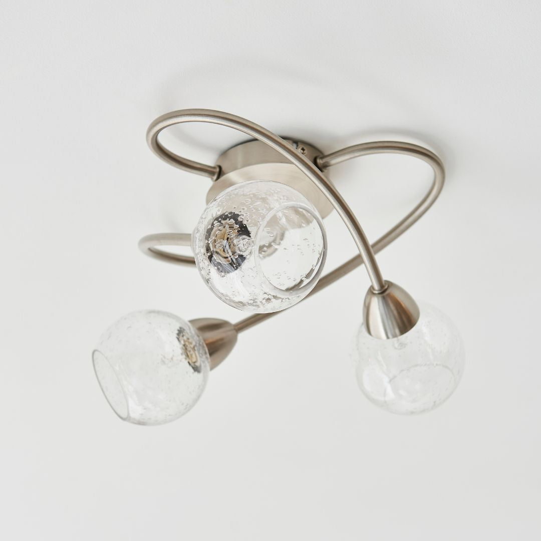 Pagazzi Callen Satin Nickel 3 Light Flush Ceiling Light