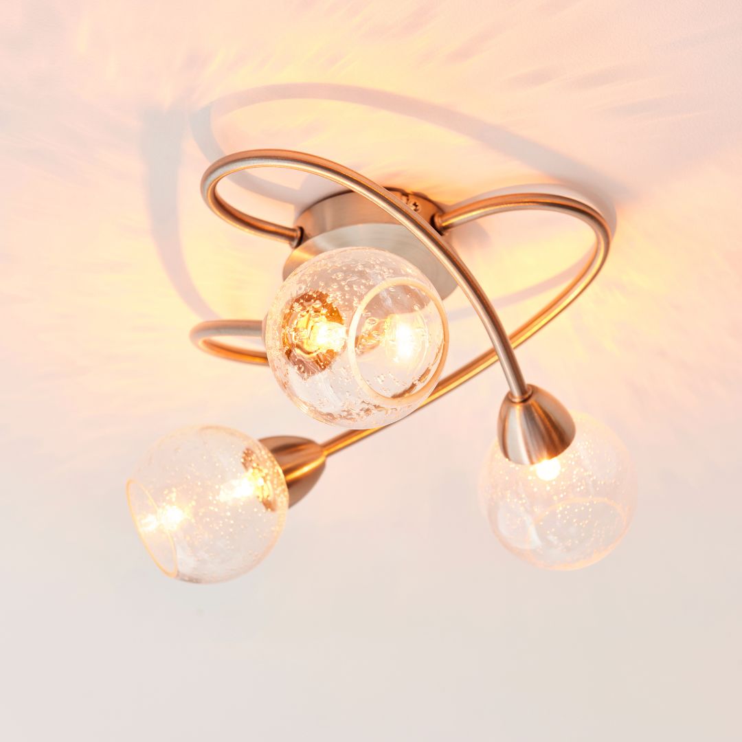 Pagazzi Callen Satin Nickel 3 Light Flush Ceiling Light