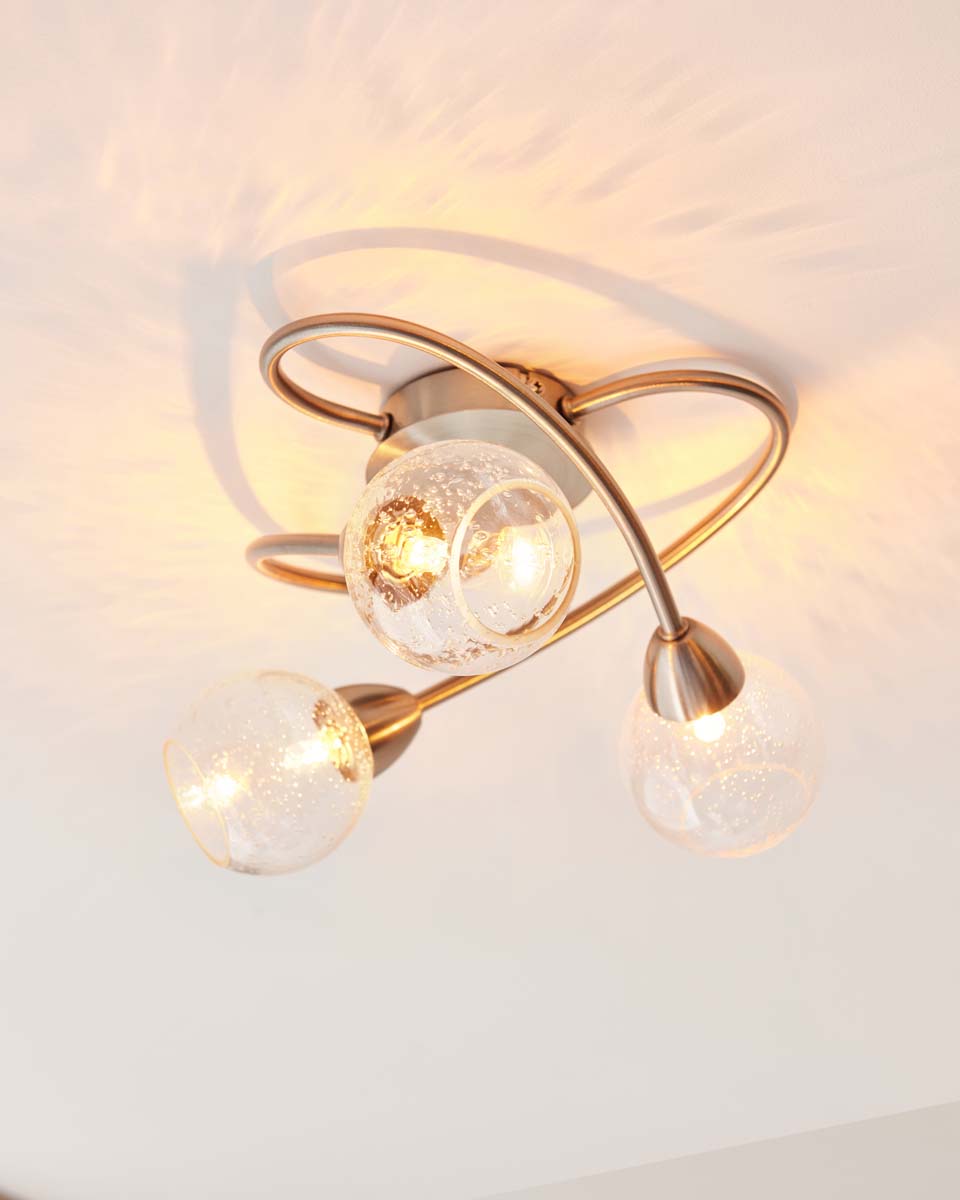 Pagazzi Callen Satin Nickel 3 Light Flush Ceiling Light