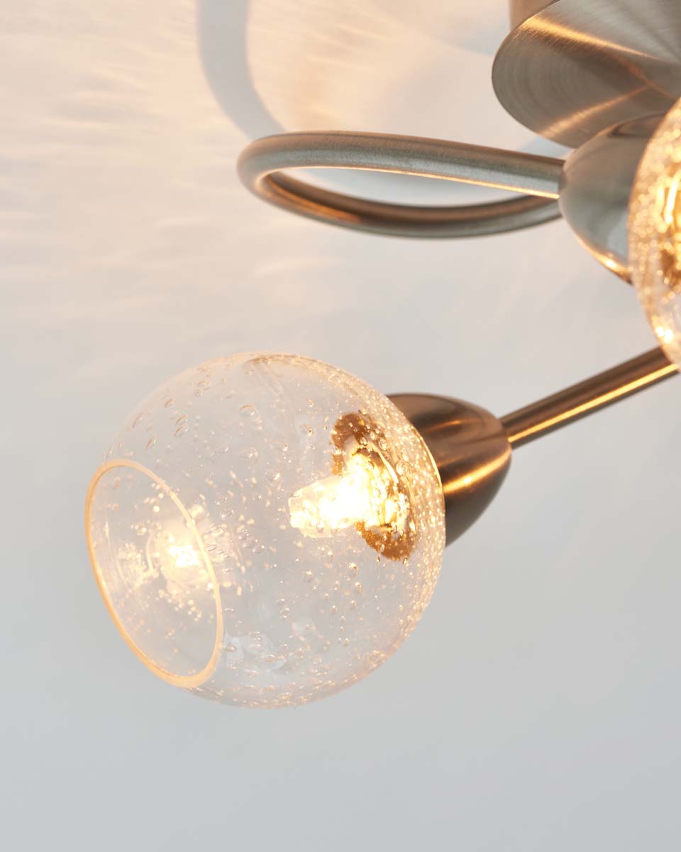 Pagazzi Callen Satin Nickel 3 Light Flush Ceiling Light