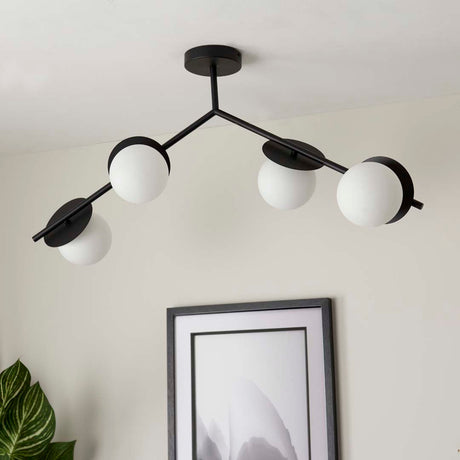 Pagazzi Satellite 4 Light Black Semi Flush Ceiling Light