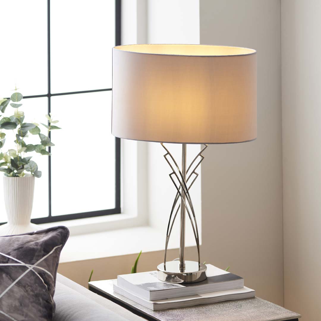 Pagazzi Lyla Satin Nickel Table Lamp