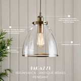 Pagazzi Morden 3 Light Antique Brass Semi Flush Ceiling Light