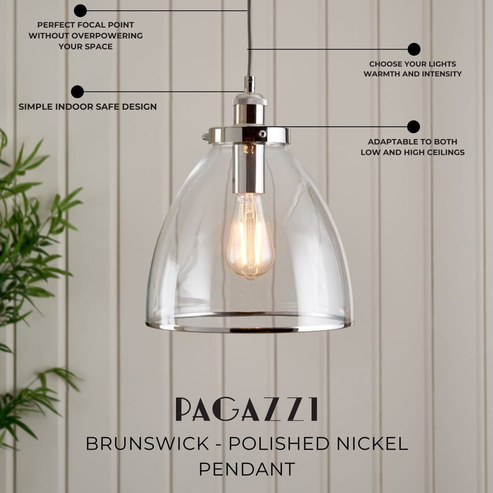 Pagazzi Brunswick Polished Nickel Ceiling Pendant