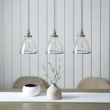 Pagazzi Brunswick 3 Light Nickel & Glass Ceiling Pendant Bar