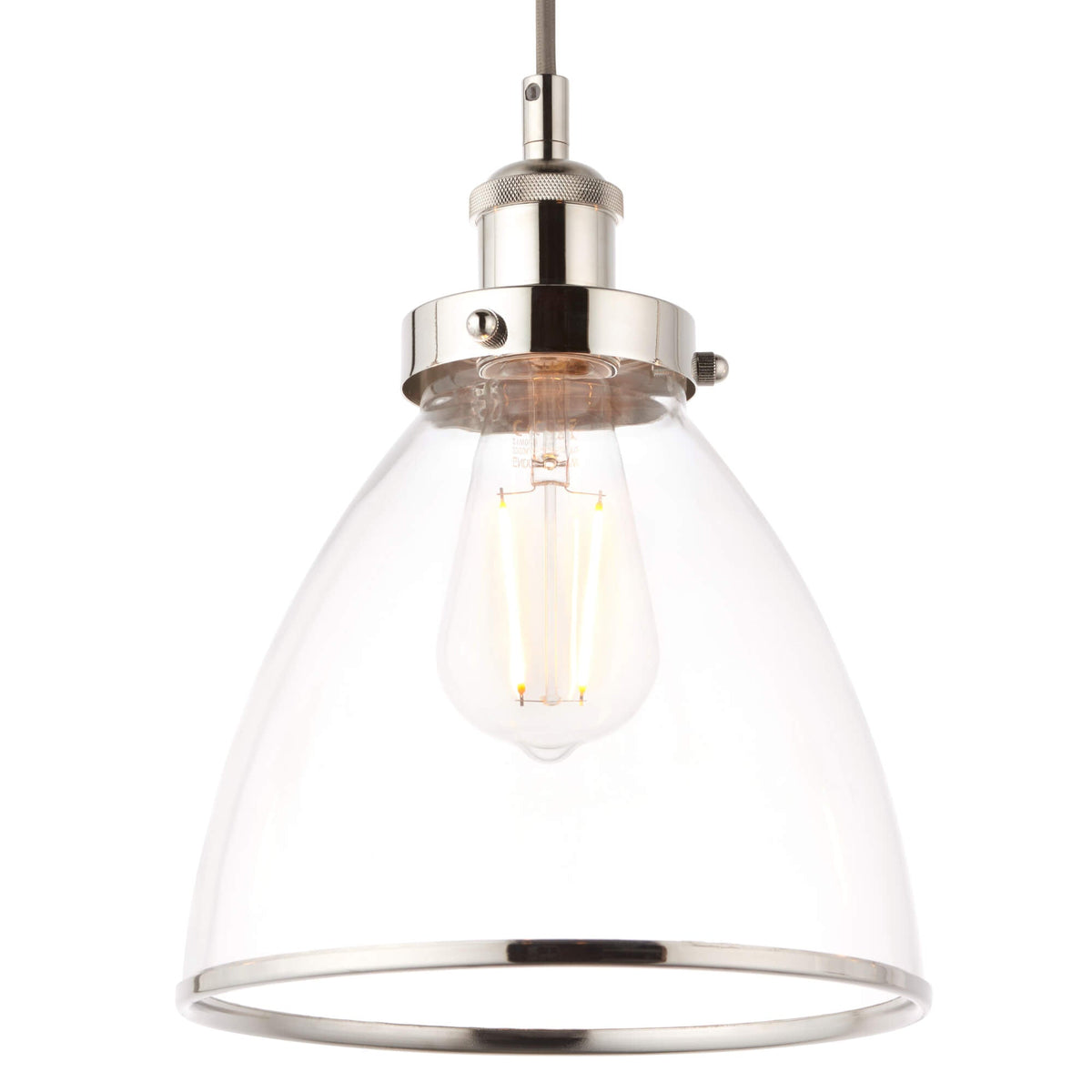 Pagazzi Brunswick 3 Light Nickel & Glass Ceiling Pendant Bar