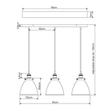 Pagazzi Brunswick 3 Light Nickel & Glass Ceiling Pendant Bar