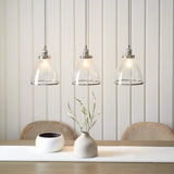 Pagazzi Brunswick 3 Light Nickel & Glass Ceiling Pendant Bar