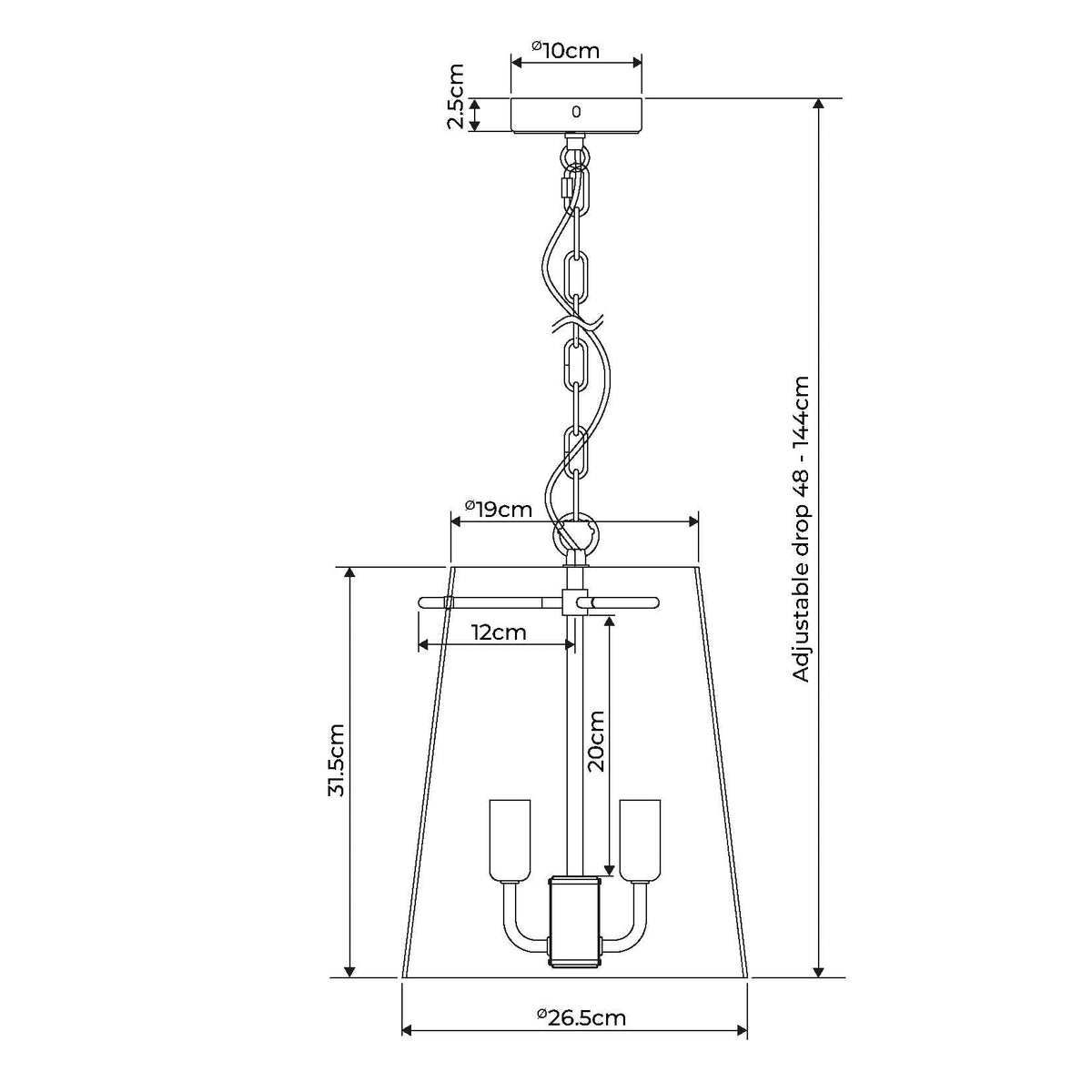 Pagazzi Park Taper Clear Antique Brass Pendant