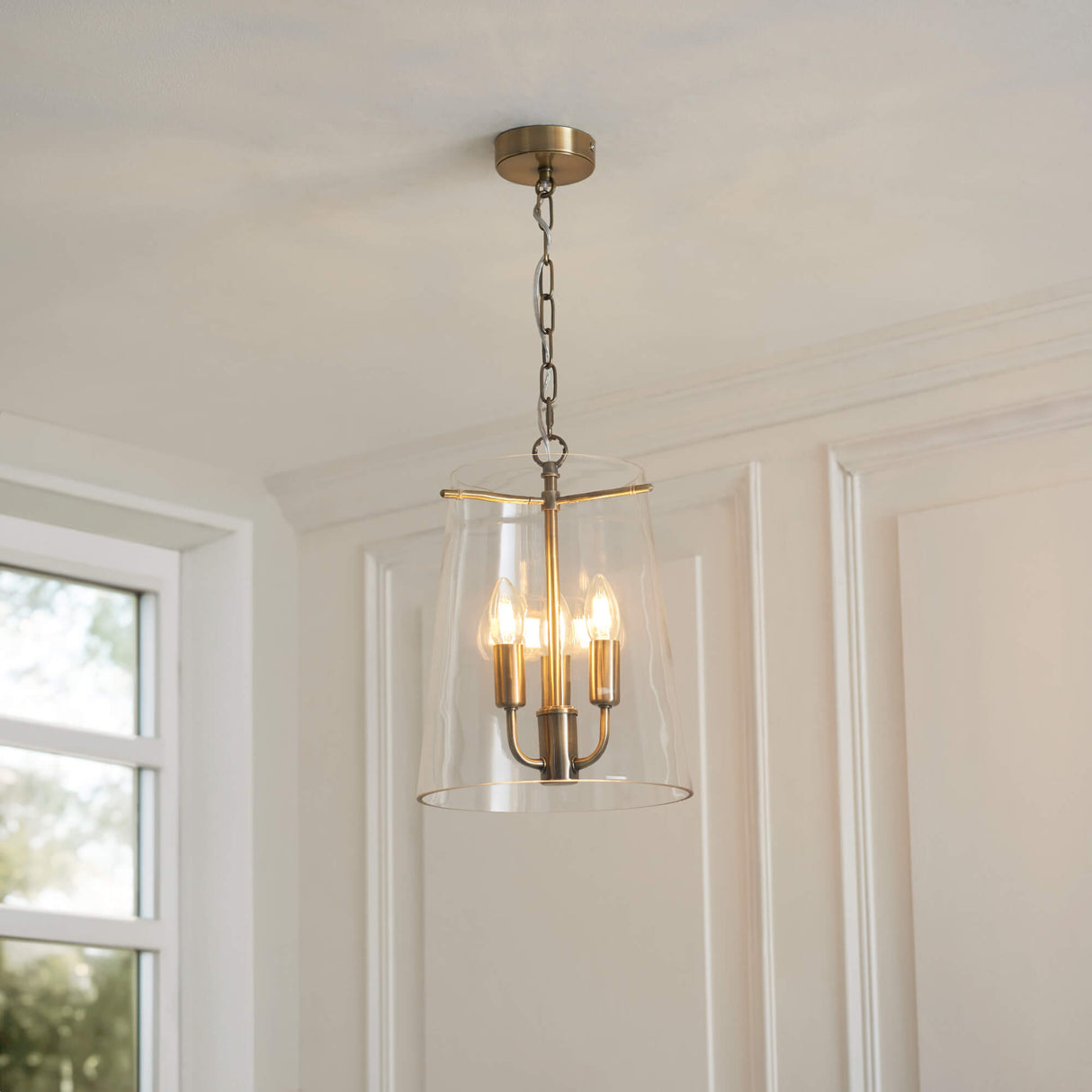 Pagazzi Park Taper Clear Antique Brass Pendant