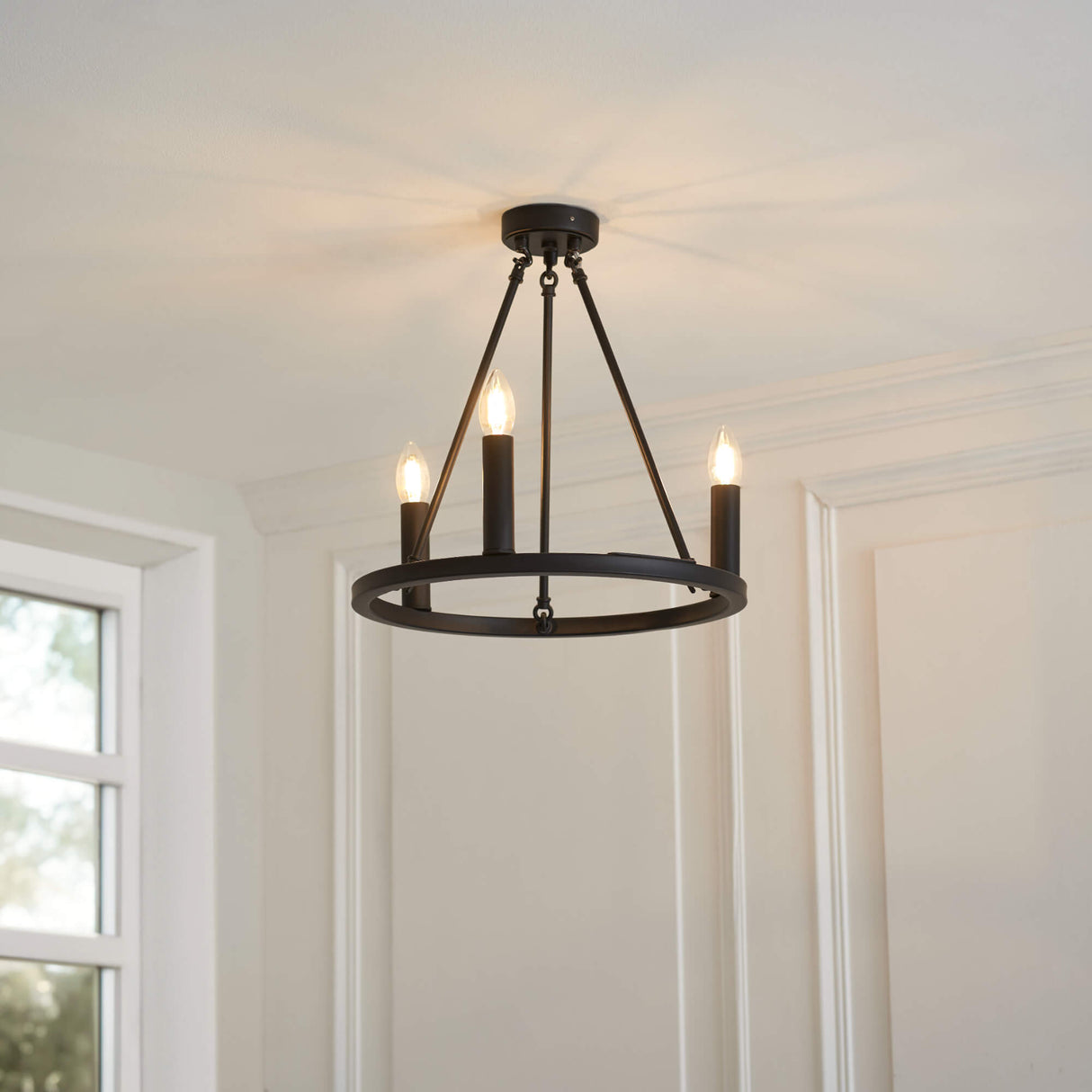 Pagazzi Parley 3-Light Black Semi-Flush Ceiling Light