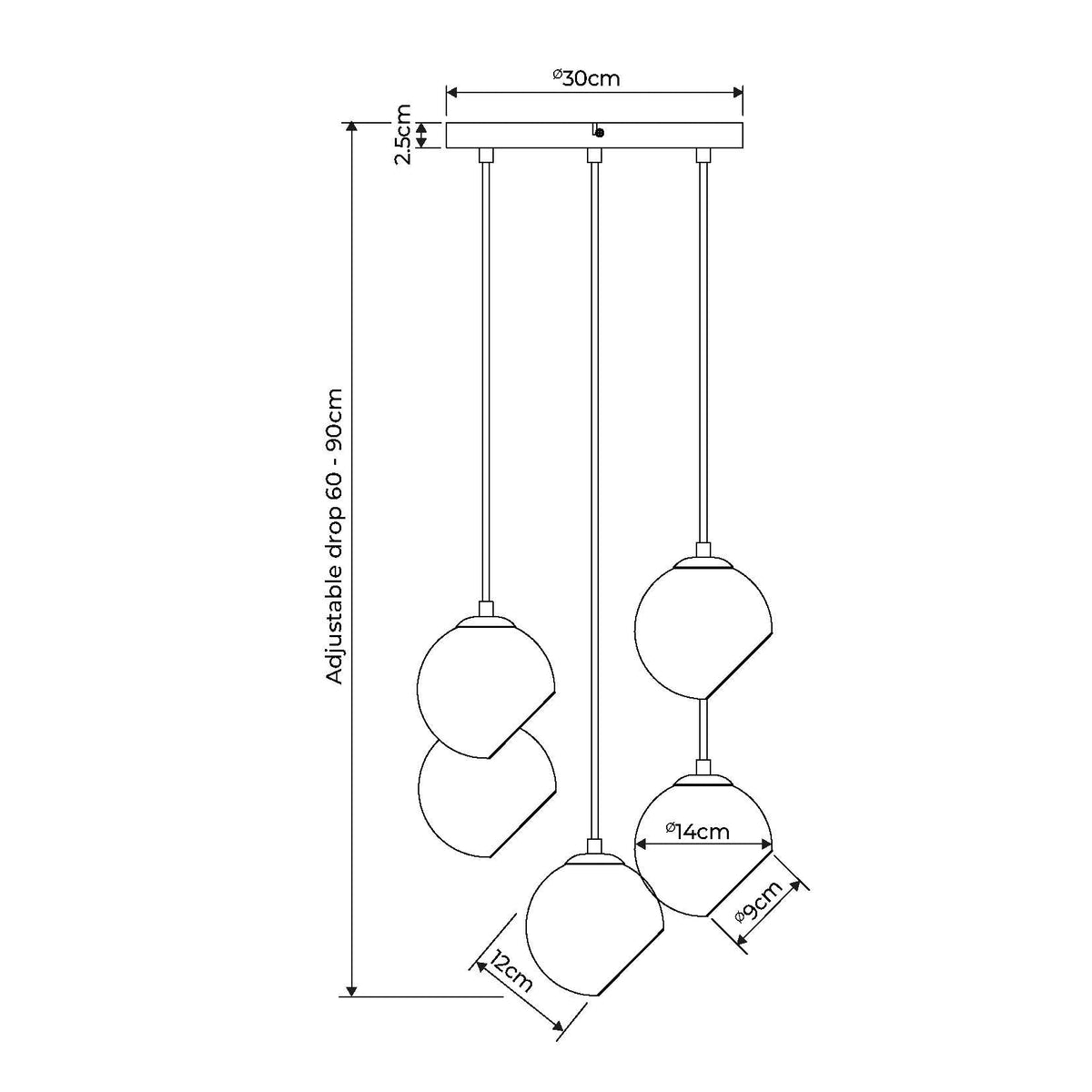Pagazzi Branco Multi Light Ceiling Pendant