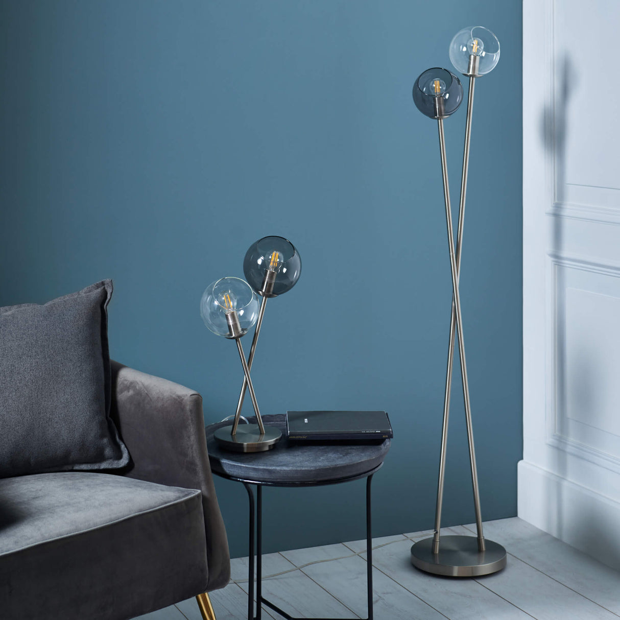 Pagazzi Branco 2-Light Chrome Smoked Glass Table Lamp