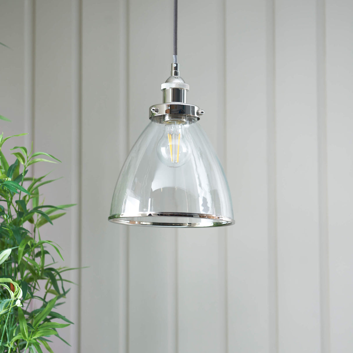 Pagazzi Brunswick Satin Nickel & Clear Glass Pendant Shade