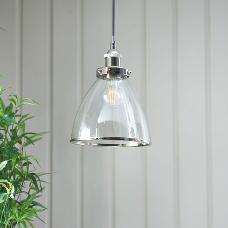 Pagazzi Brunswick Satin Nickel & Clear Glass Pendant Shade