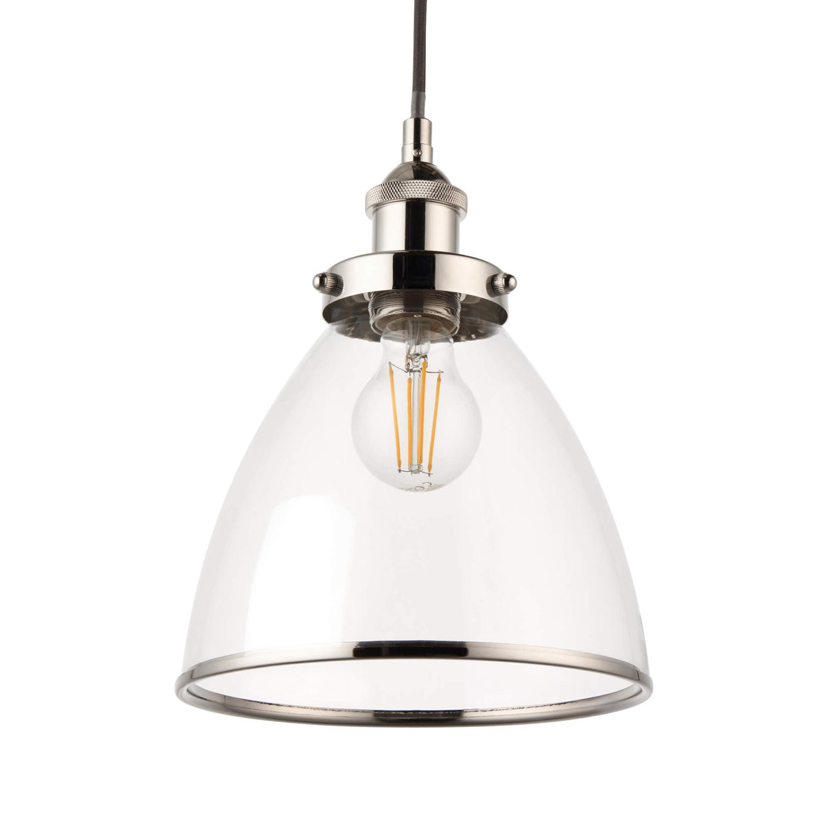 Pagazzi Brunswick Satin Nickel & Clear Glass Pendant Shade