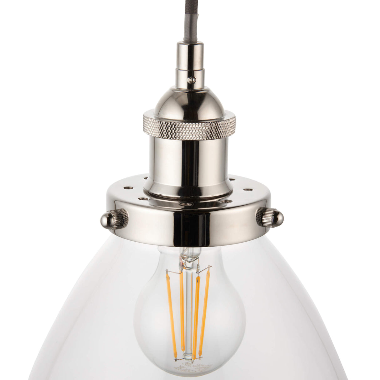 Pagazzi Brunswick Satin Nickel & Clear Glass Pendant Shade