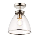 Pagazzi Brunswick Satin Nickel & Clear Glass Semi-Flush Ceiling Light