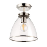 Pagazzi Brunswick Satin Nickel & Clear Glass Semi-Flush Ceiling Light