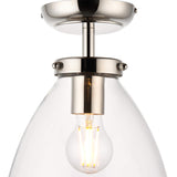 Pagazzi Brunswick Satin Nickel & Clear Glass Semi-Flush Ceiling Light