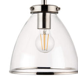 Pagazzi Brunswick Satin Nickel & Clear Glass Semi-Flush Ceiling Light