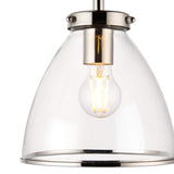 Pagazzi Brunswick Satin Nickel & Clear Glass Semi-Flush Ceiling Light