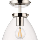 Pagazzi Brunswick Satin Nickel & Clear Glass Semi-Flush Ceiling Light