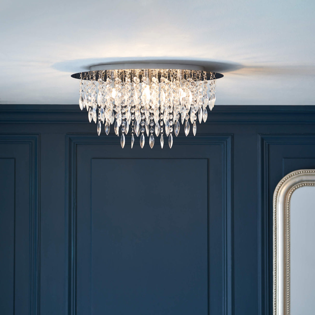 Pagazzi Winona Small Crystal Flush Ceiling Light