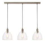 Pagazzi Jacob 3 Light Nickel & Glass Ceiling Pendant Bar