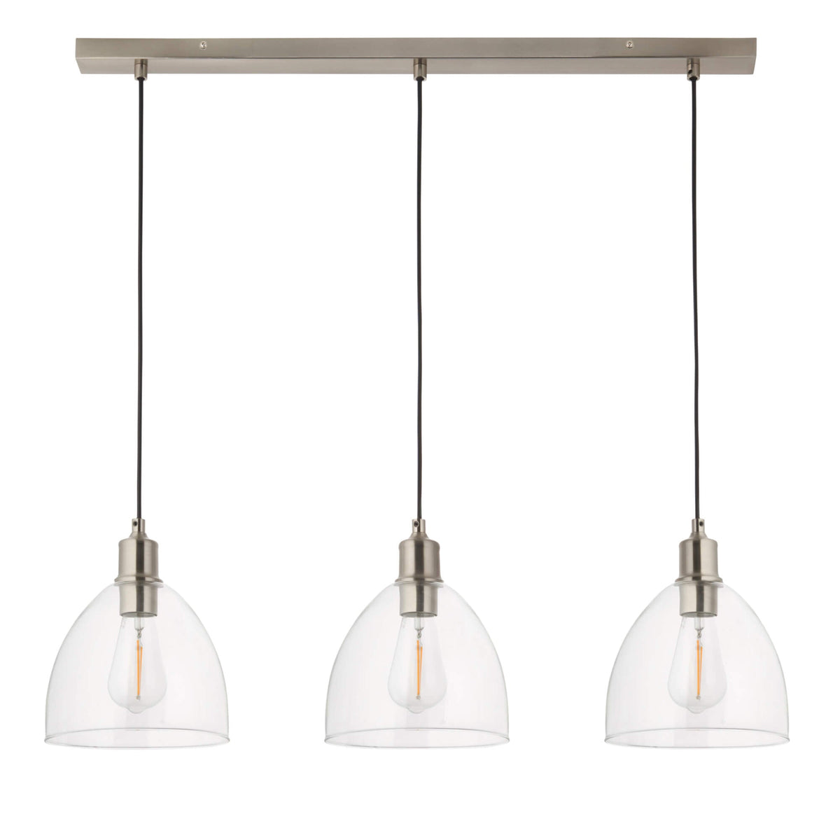 Pagazzi Jacob 3 Light Nickel & Glass Ceiling Pendant Bar