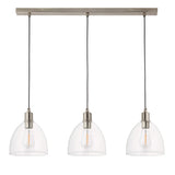 Pagazzi Jacob 3 Light Nickel & Glass Ceiling Pendant Bar
