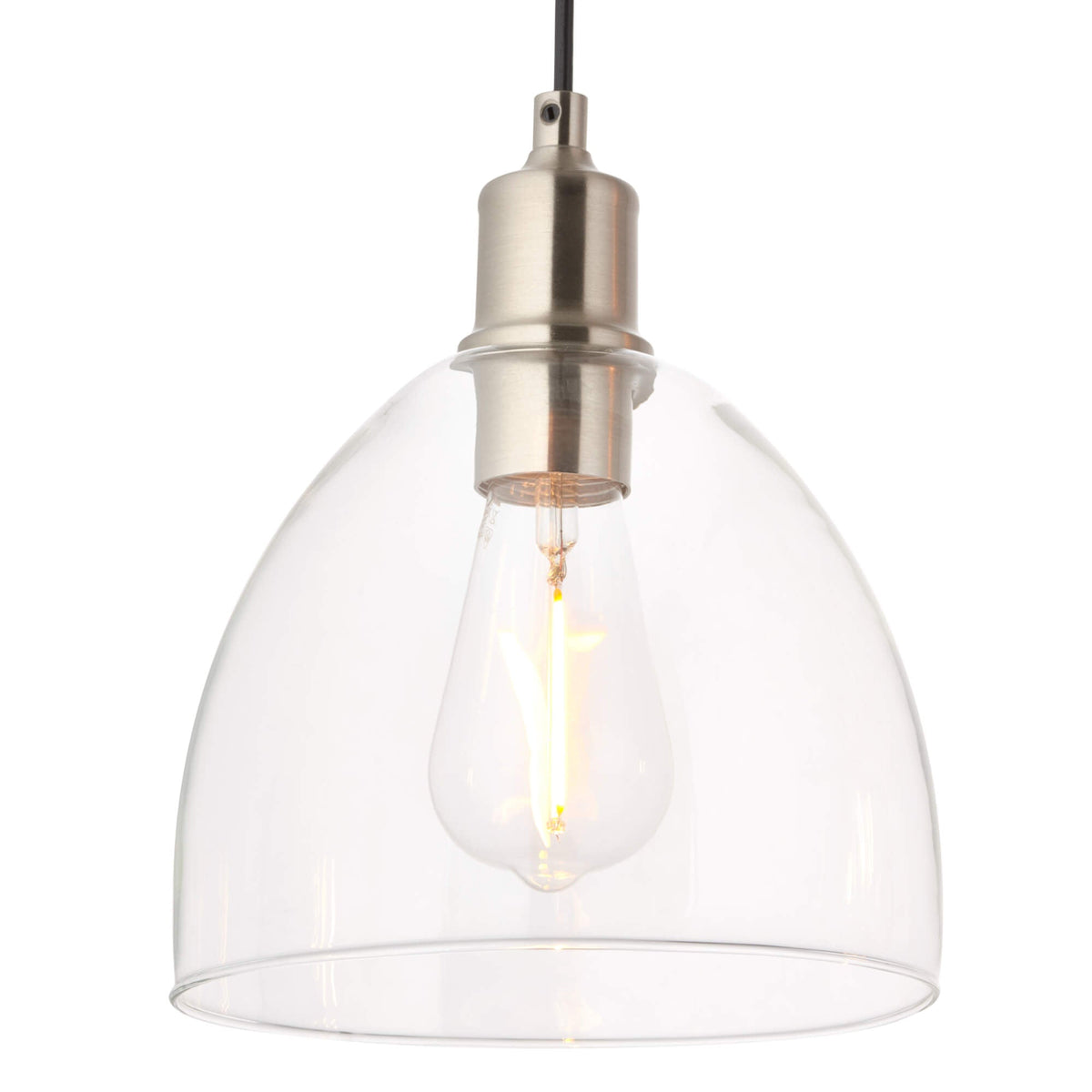 Pagazzi Jacob 3 Light Nickel & Glass Ceiling Pendant Bar