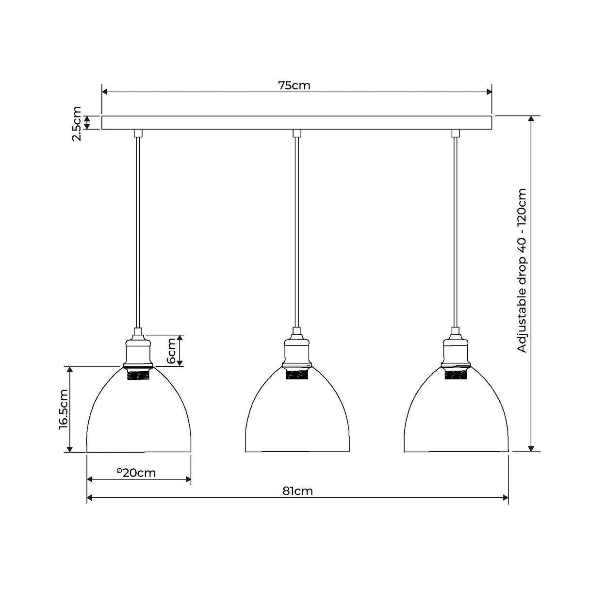 Pagazzi Jacob 3 Light Nickel & Glass Ceiling Pendant Bar